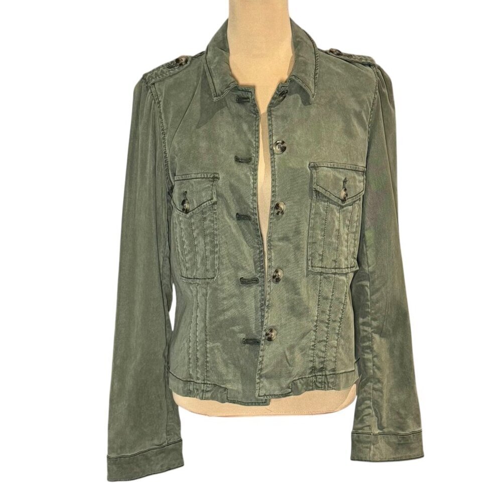 NWT PAIGE Pacey Jacket Sz.L Vintage Ivy Green  Buttons Preppy Minimalist $249 - Picture 5 of 16